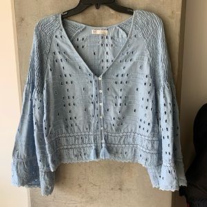 Zara embroidered boho blouse with smocking ✌🏻